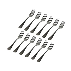 Flatware Sets|Godinger Salem Matte Black 18/0 Stainless Steel Salad Fork, Set of 12