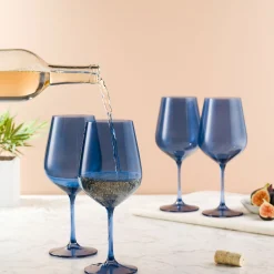 Wine & Champagne|Godinger Sheer Blue Red Wine Glass, Set of 4