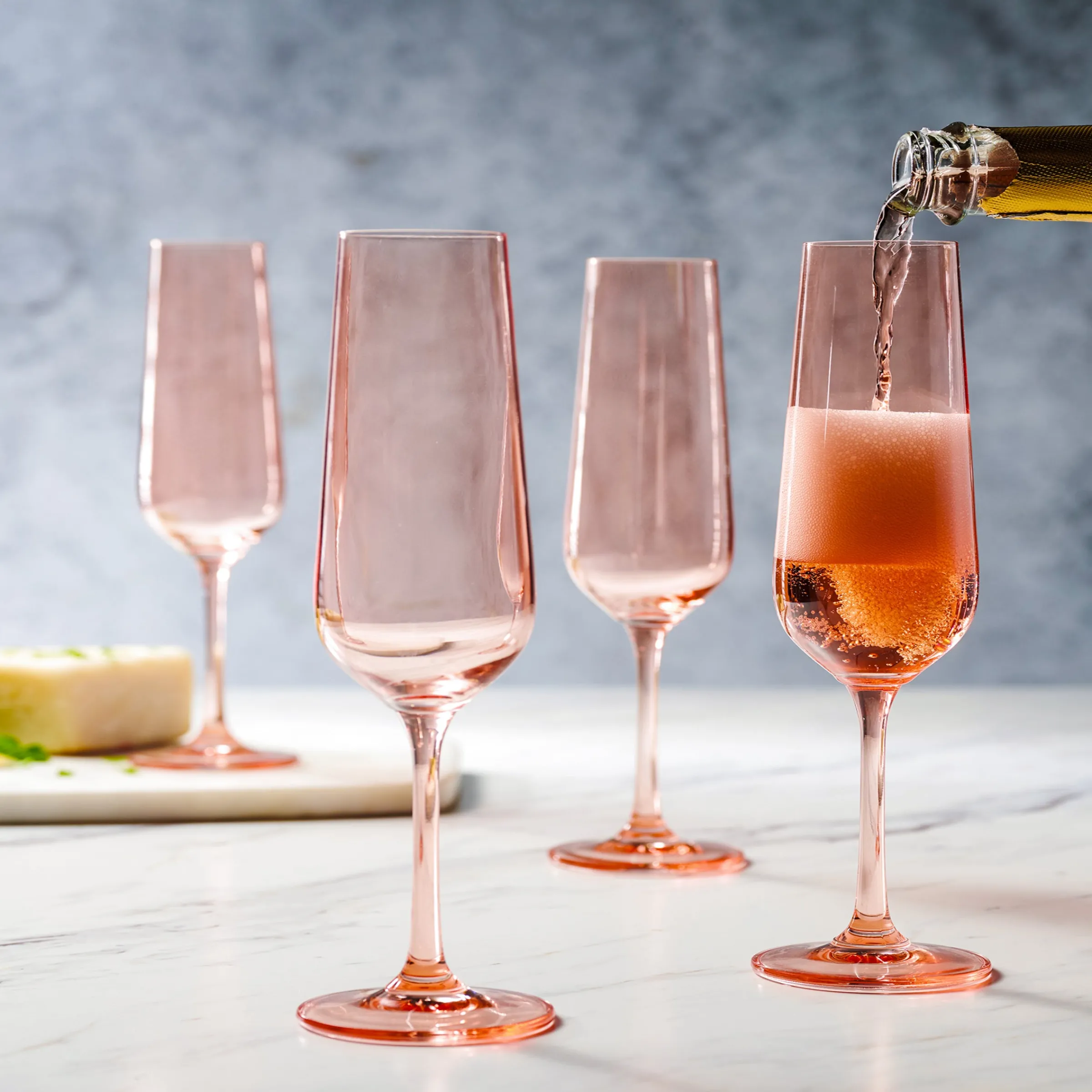 Wine & Champagne|Godinger Sheer Coral Flute, Set of 4