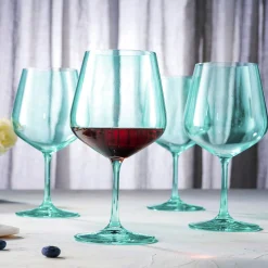 Wine & Champagne|Godinger Sheer Light Green Red Wine Glass, Set of 4