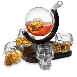 Decanter & Decanter Sets|Godinger Skull 5 Piece Whiskey Decanter Set