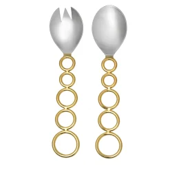 Salad Servers|Godinger Sphere Stainless & Gold Salad Server Set