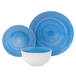 Everyday Dinnerware|Godinger Spiral Blue Porcelain 12 Piece Dinnerware Set, Service For 4