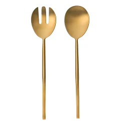Salad Servers|Godinger Strait Matte Gold Salad Server Set