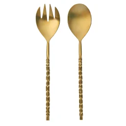Salad Servers|Godinger Surge Matte Gold Salad Server Set