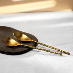 Salad Servers|Godinger Surge Matte Gold Salad Server Set