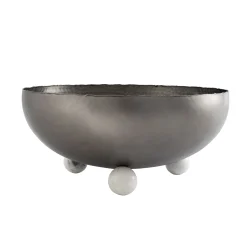Serving Bowls|Bowls|Godinger Temari Hammered Gunmetal Footed Salad Bowl