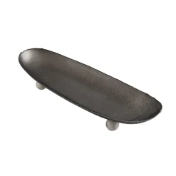 Serving Platters|Godinger Temari Hammered Gunmetal Footed Oval Platter
