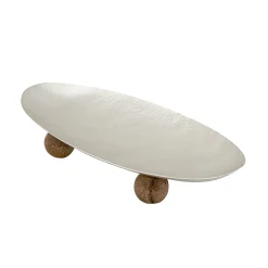 Serving Platters|Godinger Temari Hammered Silver Large Footed Oval Platter