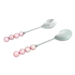 Salad Servers|Godinger Temari Light Pink Salad Server Set