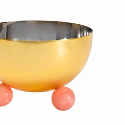 Serving Bowls|Godinger Temari Pink & Gold Footed Nut Bowl