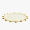 Serving Trays|Godinger Temari White & Gold Round Serving Tray