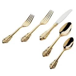 Flatware Sets|Godinger 20th Century Baroque 24kt Gold Plated 18/10 Stainless Steel 20 Piece Flatware Set, Service For 4
