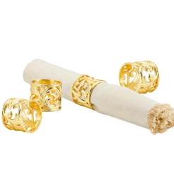 Napkin Rings|Godinger 20th Century Gold Baroque Napkin Ring Set