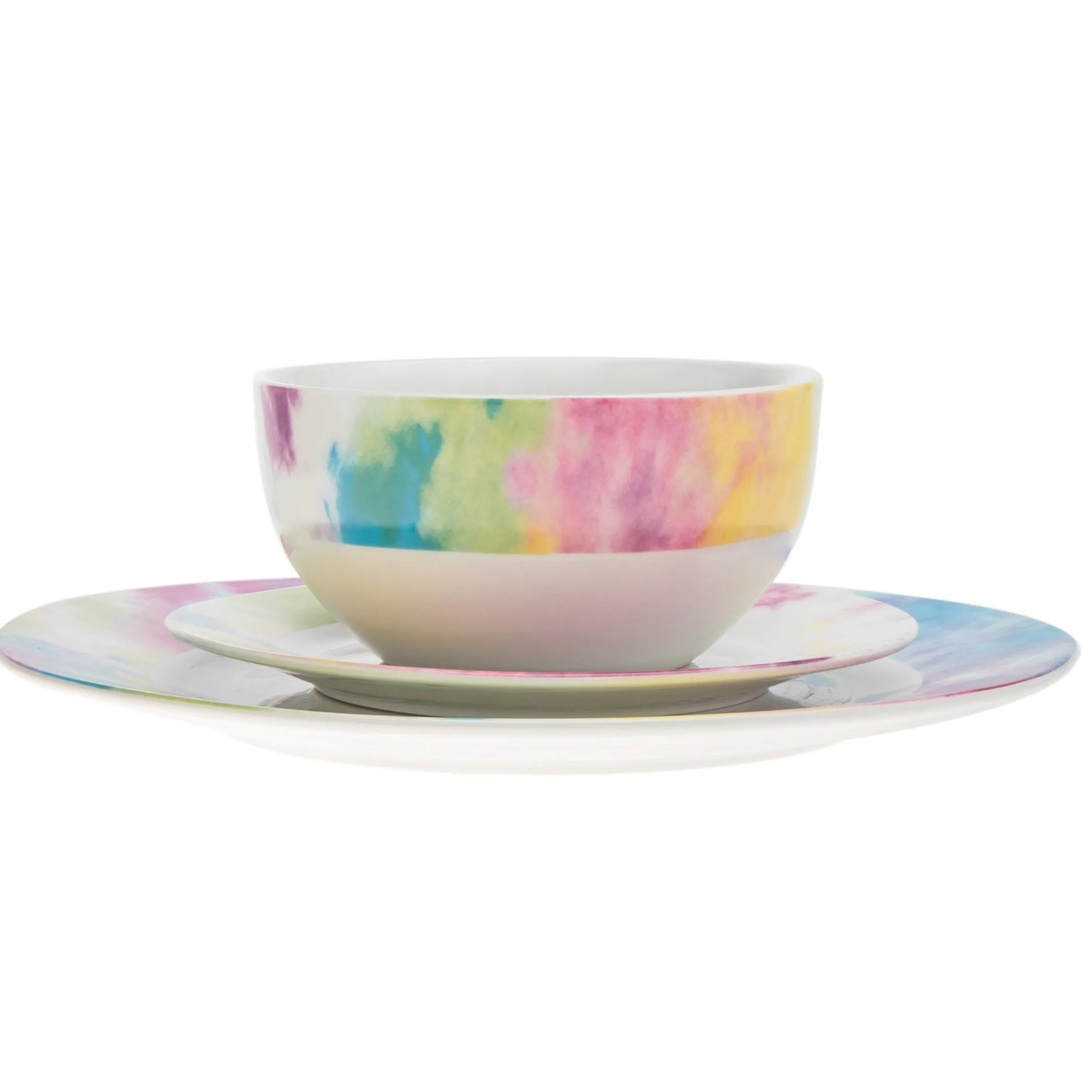Everyday Dinnerware|Godinger Tie Dye Multicolor Porcelain 16 Piece Dinnerware Set, Service For 4