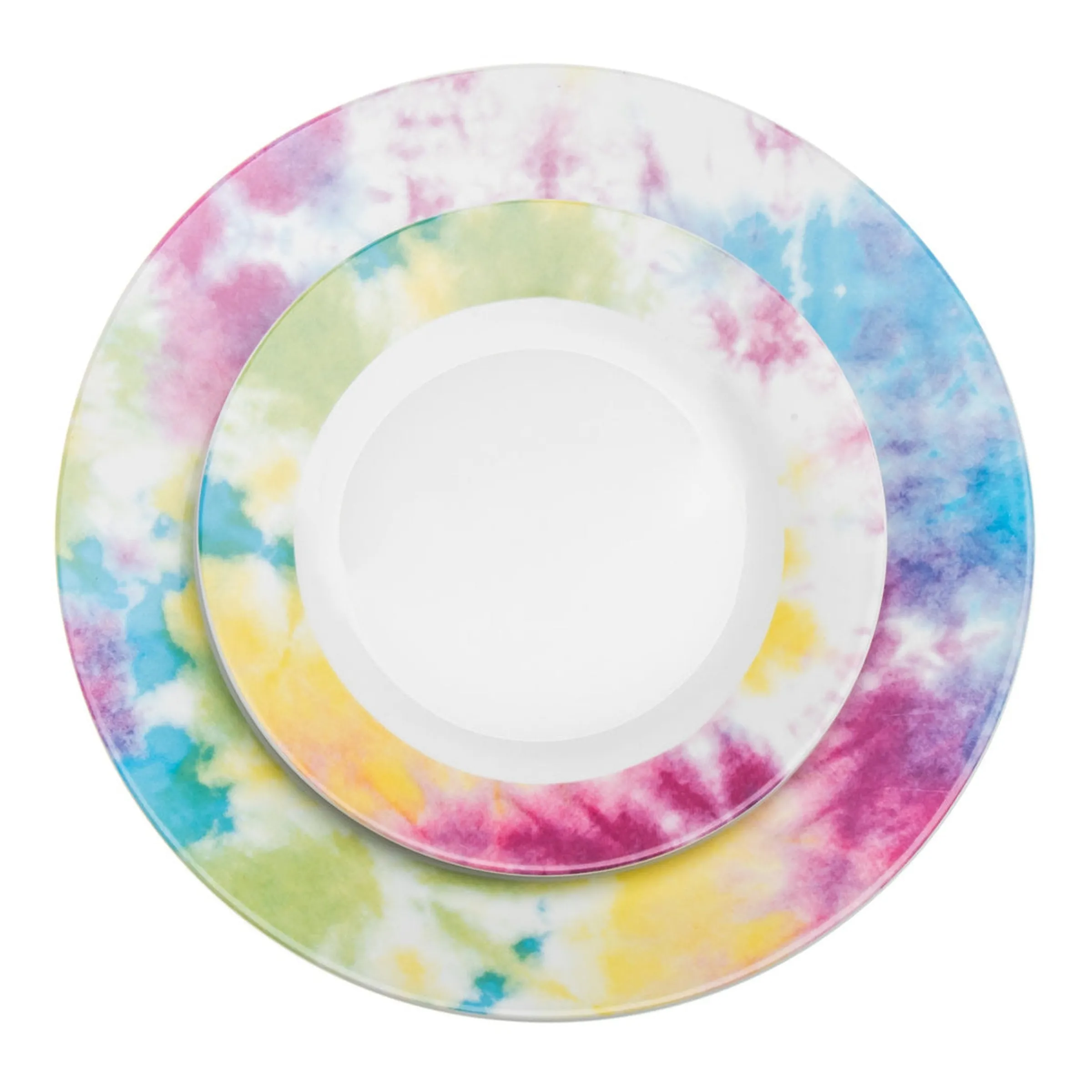 Everyday Dinnerware|Godinger Tie Dye Multicolor Porcelain 16 Piece Dinnerware Set, Service For 4