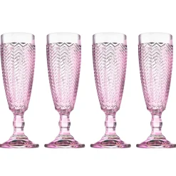 Wine & Champagne|Godinger Twill Pink Flute, Set of 4