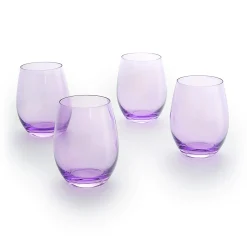 Stemless|Godinger Veneto Amethyst Stemless Wine Glass, Set of 4