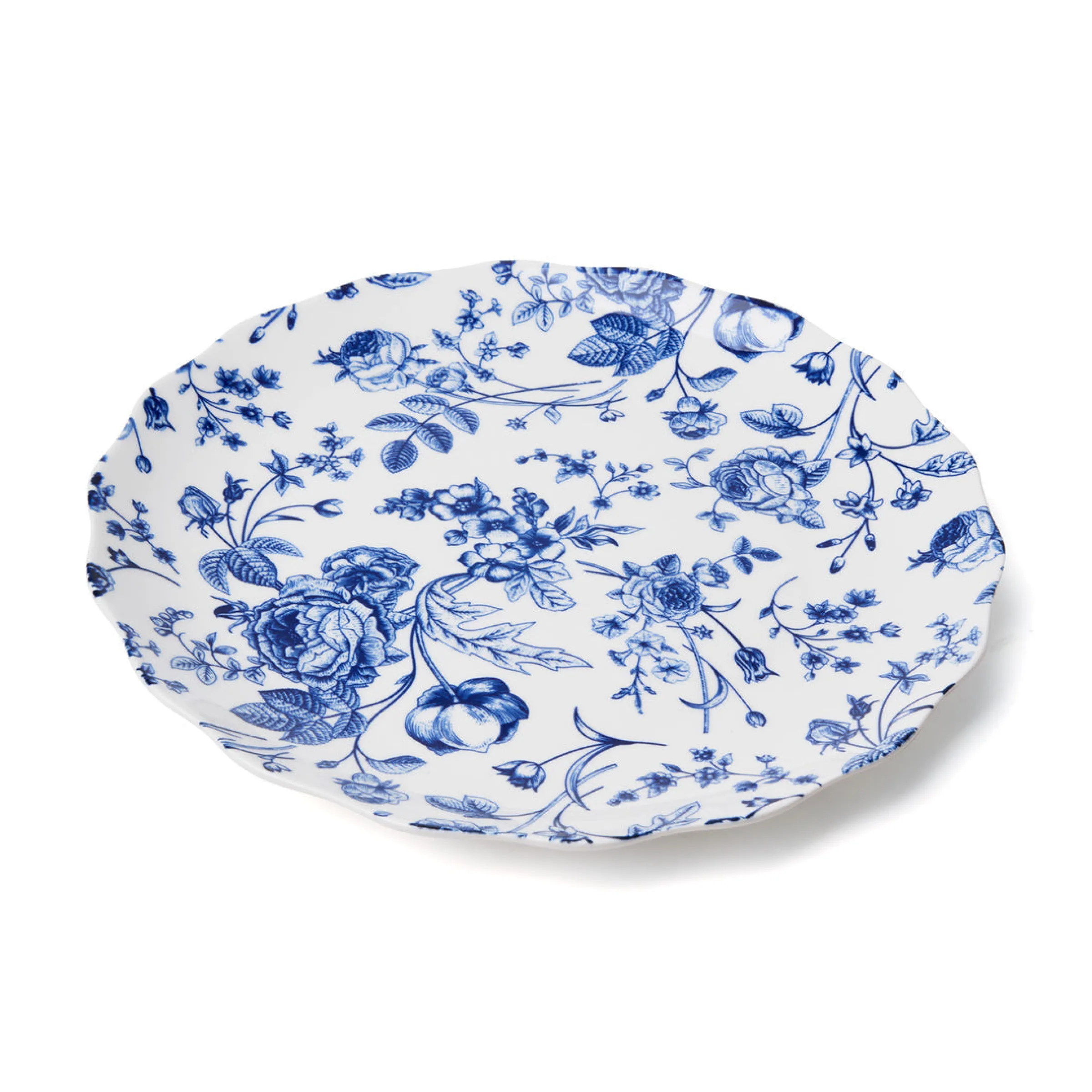 Dinner Plates|Godinger Vintage Bluetiful Floral Scalloped Dinner Plate
