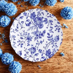 Dinner Plates|Godinger Vintage Bluetiful Floral Scalloped Dinner Plate