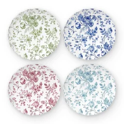 Dinner Plates|Godinger Vintage Bluetiful Floral Scalloped Salad Plate, Set of 4