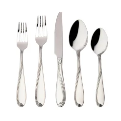 Flatware Sets|Godinger Wave Sandblasted 18/0 Stainless Steel 20 Piece Flatware Set, Service For 4