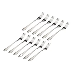 Flatware Sets|Godinger Wave Sandblasted 18/0 Stainless Steel Salad Fork, Set of 12