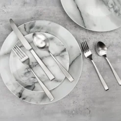 Flatware Sets|Godinger Wayland Matte 18/10 Stainless Steel 45 Piece Flatware Set, Service For 8